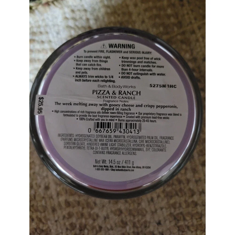 Pizza & Ranch - Bath and Body Works 3-wick Candle